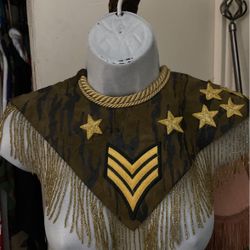 Woman’s Neck Piece, Camo/ Gold Stars/Military Stripes