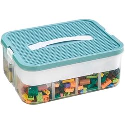 Compatible Lego Box Toy Organizer Bins Building Blocks Storage Containers with Compartments Lids Compartment for Plastic Stackable Chest Kids Child (O