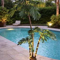 Artificial Palm Tree Christmas Tree 7Ft, 3Trunks