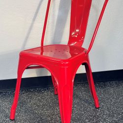 Set of 6 Red Industrial Metal Chairs – Tolix Style Café/Dining Chairs