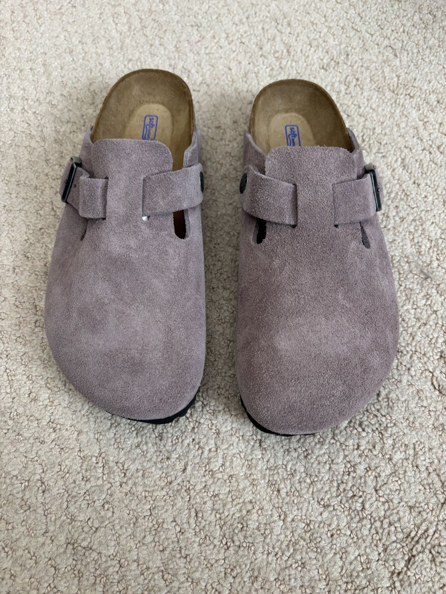 Birkenstock Women's Suede Boston Clogs, size 37
