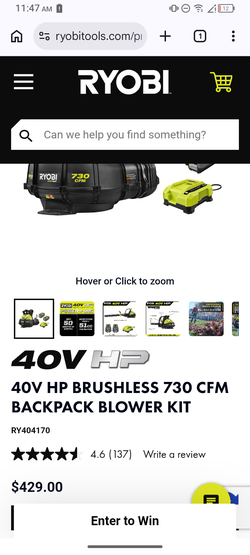Ryobi blower emergency sell
