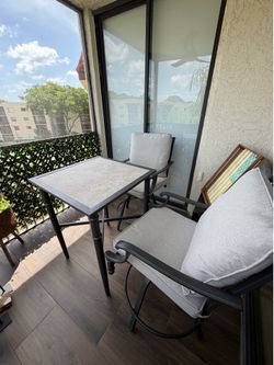 3-Piece Gray Balcony Height Patio Dining Set