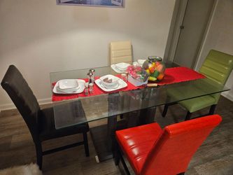 Glass Top Dining Table with 4 Chairs