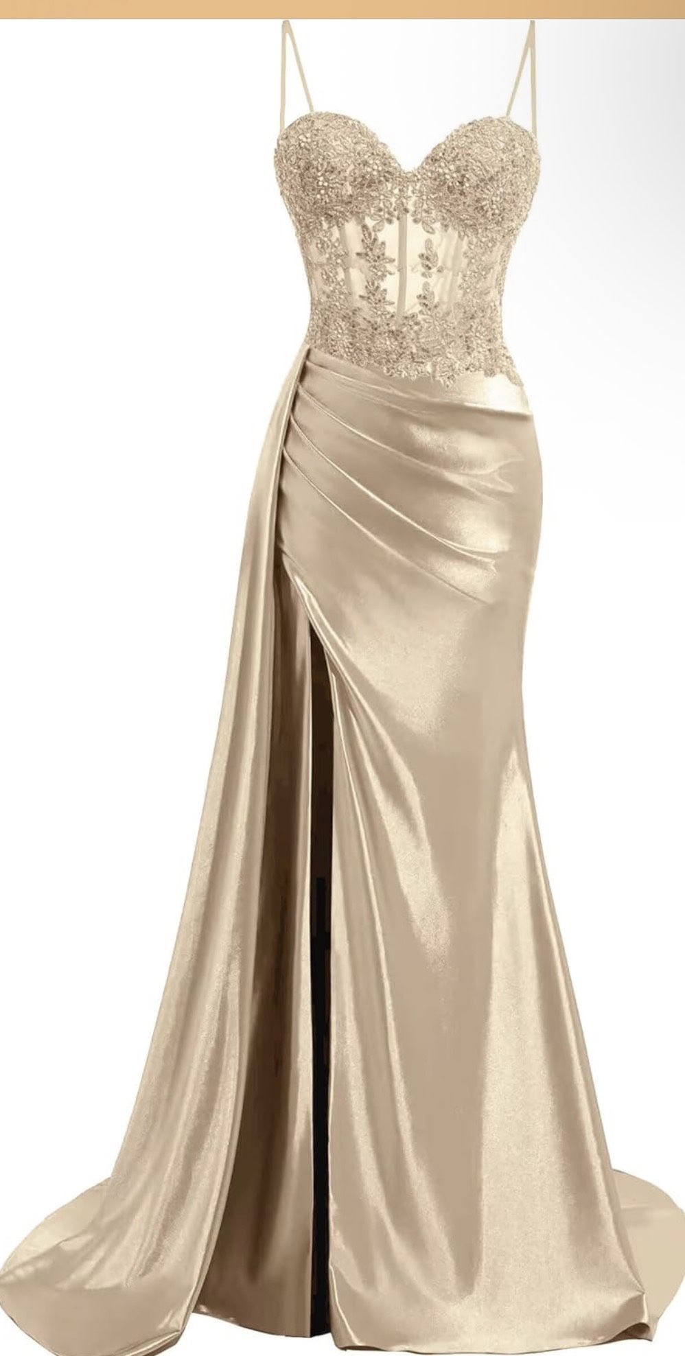 Champagne Satin Prom Dress - bombsquadbeer.co.uk