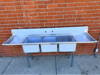 Restaurant Sink 90 Inch Sink with Three 18 Inch Bowls Stainless Steel NEW!!!