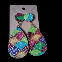 Colorful circle and teardrop earrings