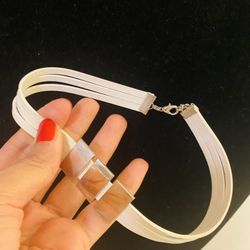 White and silver choker