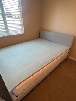 IKEA queen size bed frame + queen mattress + mattress topper