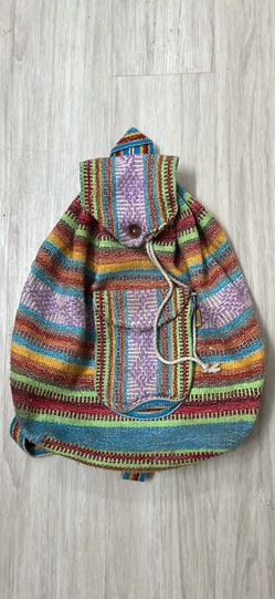 Striped backpack purse bag