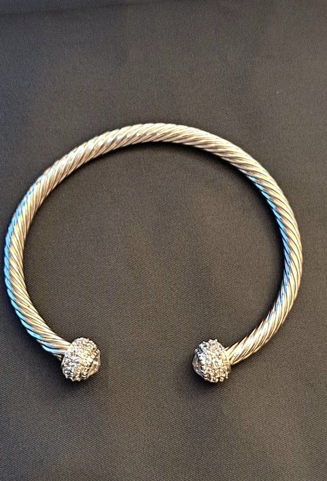 Faceted Crystal Twisted Cuff Bracelet