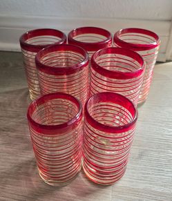 Red Spiral Mexican Drinking Cups Glasses 7