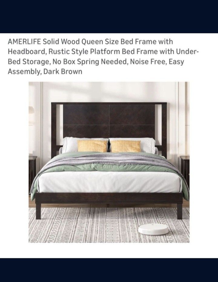 Solid Queen Size Wooden Bed Frame