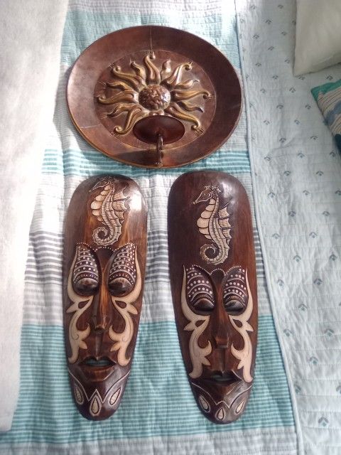 2 African Mask 1 Sun Candle Holder