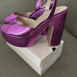 Metallic Pink Foil Platform Heels Size 11 NEW
