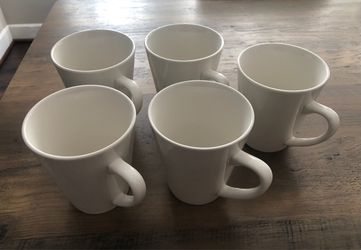White Coffee Tea Cups by Thomson Pottery (Set of 5)