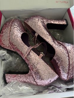 Funtasma Pink Glitter Platform Mary Jane Heels size 8