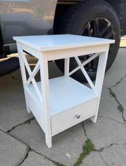 Nightstand with Shelf and Drawer Storage Bed Side Table