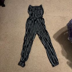 Black and White Striped Jumpsuit; Size small