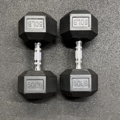 Rubber Hex Dumbbell 50 lb Pair