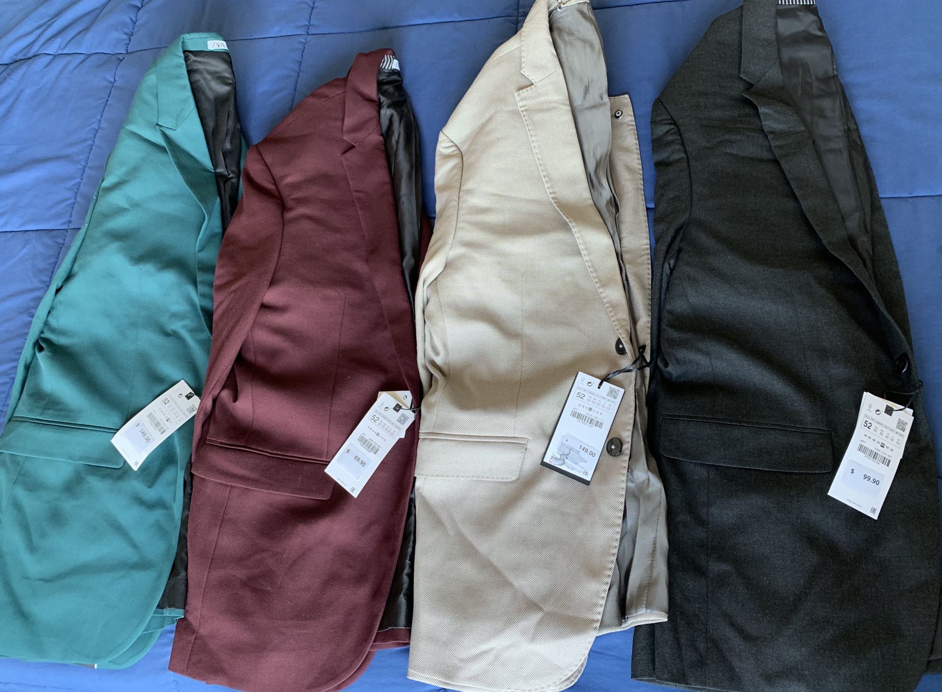 SELL TODAY - Lot of 4 - Men’s BRAND NEW ZARA Jackets sz 42R