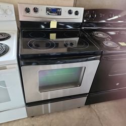 Whirlpool Stainless Glass Top Stove Range 