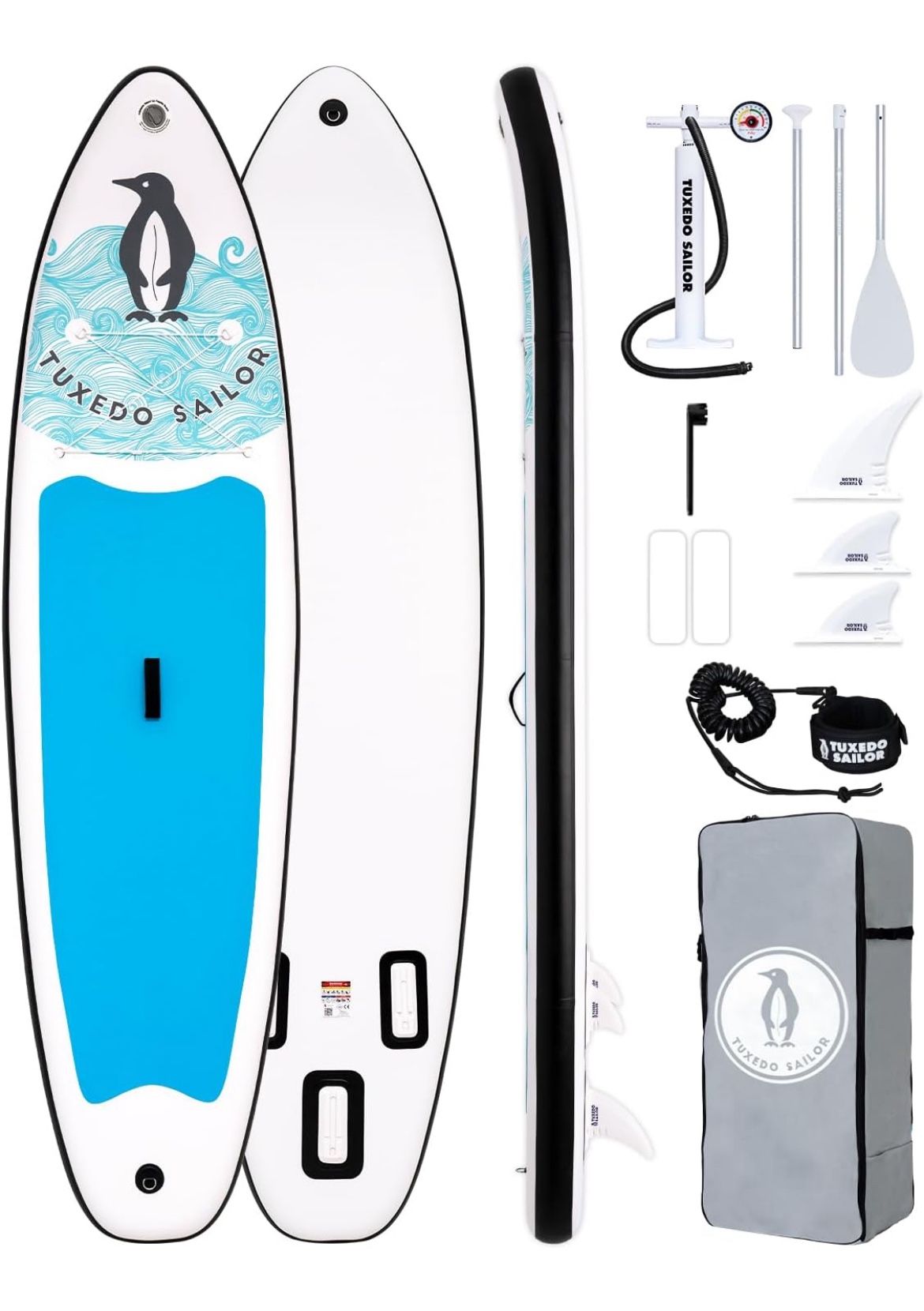 Brand New Inflatable Stand Up Paddle Board Bundle- Still Factory Sealed In Blue