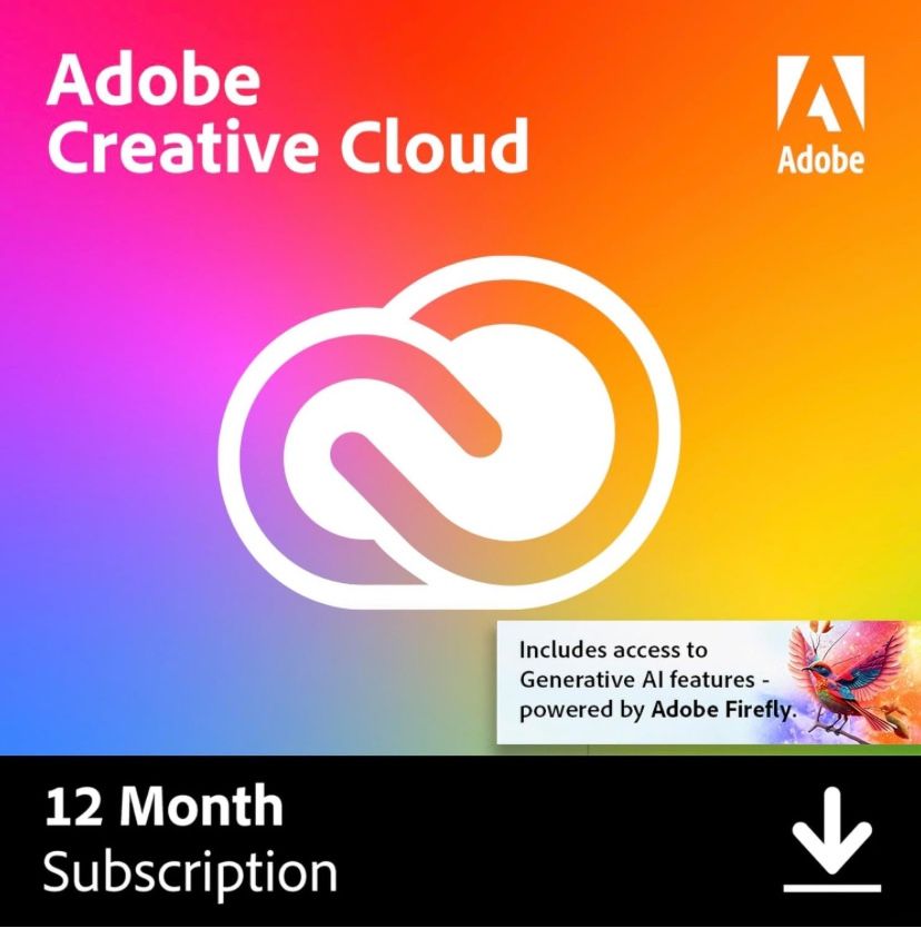 Adobe Creative Cloud 2025, License subscription for 1 year, with 20+ Creative Apps, with all Latest AI features.