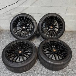 21" Staggered Porsche Cayenne RS Spyder Rims Set of 4 21x9.5 21x11 5x130 + Tires