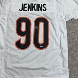 Kris Jenkins Signed Autograph Custom Jersey - Beckett Coa - Cincinnati Bengals 