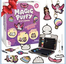Magic Puffy Paint Kit for Kids Foam Texture Painting Set with 12 Colors Pens, Upgradde DIY Puffs to 3D Artcraft