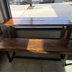 Window Dining Table + Bench Seating - Rustic Wood Restaurant Sets (2 styles available)