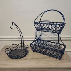 Ornate Fruit Basket w/banana holder & 2-tier vegetable holder