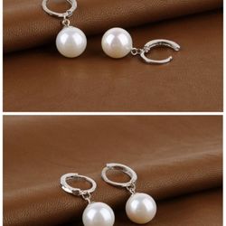 Pearl Sliver Plated Ear Rings 