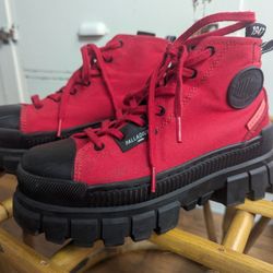 6.5 Red Palladium Platform Lace-up Boots