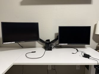 24" Curved Gaming Monitors And Dual Monitor Mount