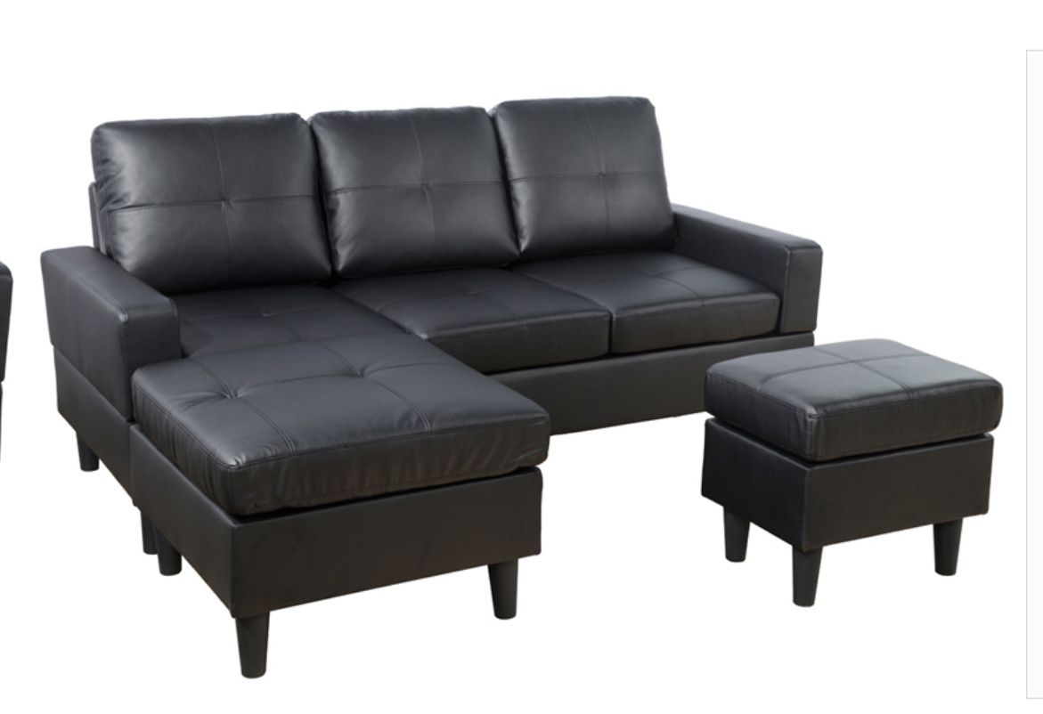 Black Leather Small Sectional