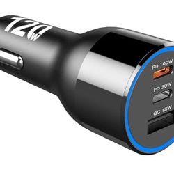 New 120W USB C MacBook Car Charger, 3-Port PD 100W PPS 45W QC5 Super Fast Charger Adapter 