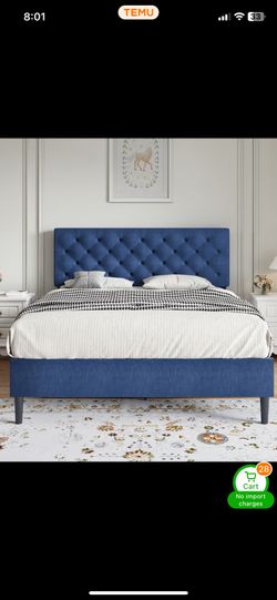 Blue queen bed