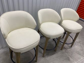 Set of 3 Leather Bar Stools