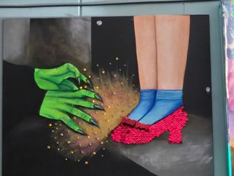 Ruby slippers on canvas