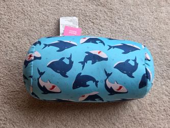 Shark Beaded Bolster Pillow Blue 12" Microbead