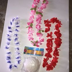 NEW kids 4 piece Hawaiian leis sea shell bikini top Halloween costume accessories