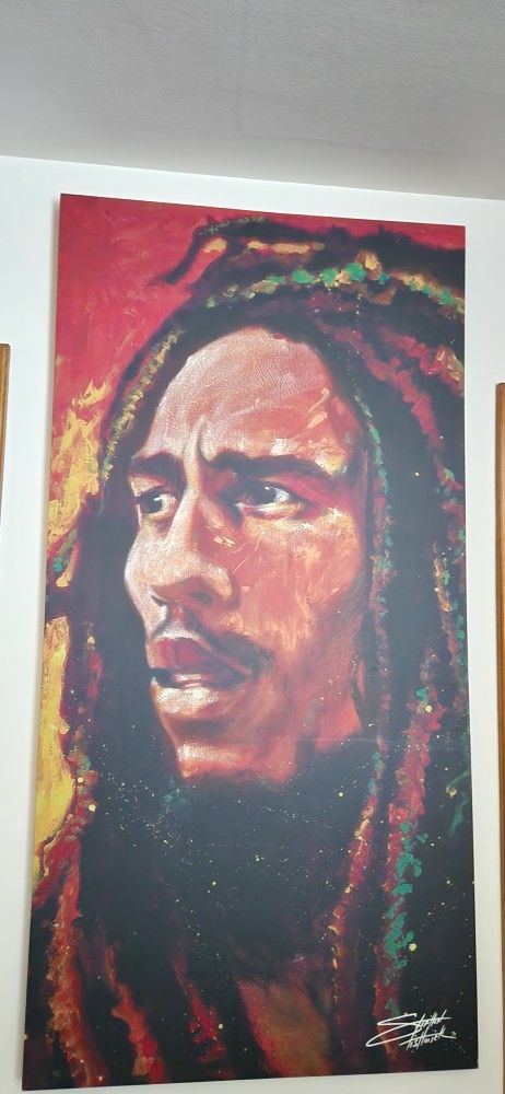 Steven Fishwick "Bob Marley" oil on canvas transfer print