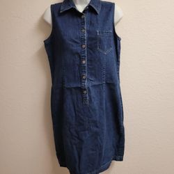NY jeans new York & company Women's Sleeveless Jean Dress. Midi Blue. US 8