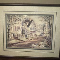 VICTORIAN VILLAGE PICTURE WITH FRAME 