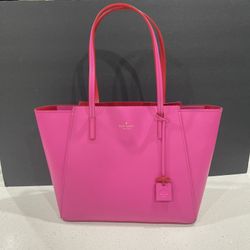 Kate Spade Hot Pink Tote Saffiano Serrated Trims 