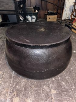 Hammered Metal Drum Coffee Table