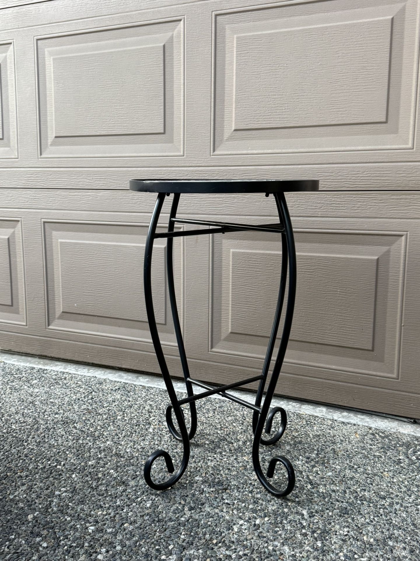 Wrought Iron And Mosaic End Table/Plant Stand