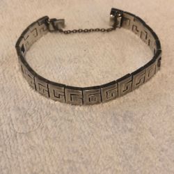 Vintage 925 Sterling 22 Link Bracelet Geometric Design Read Description 